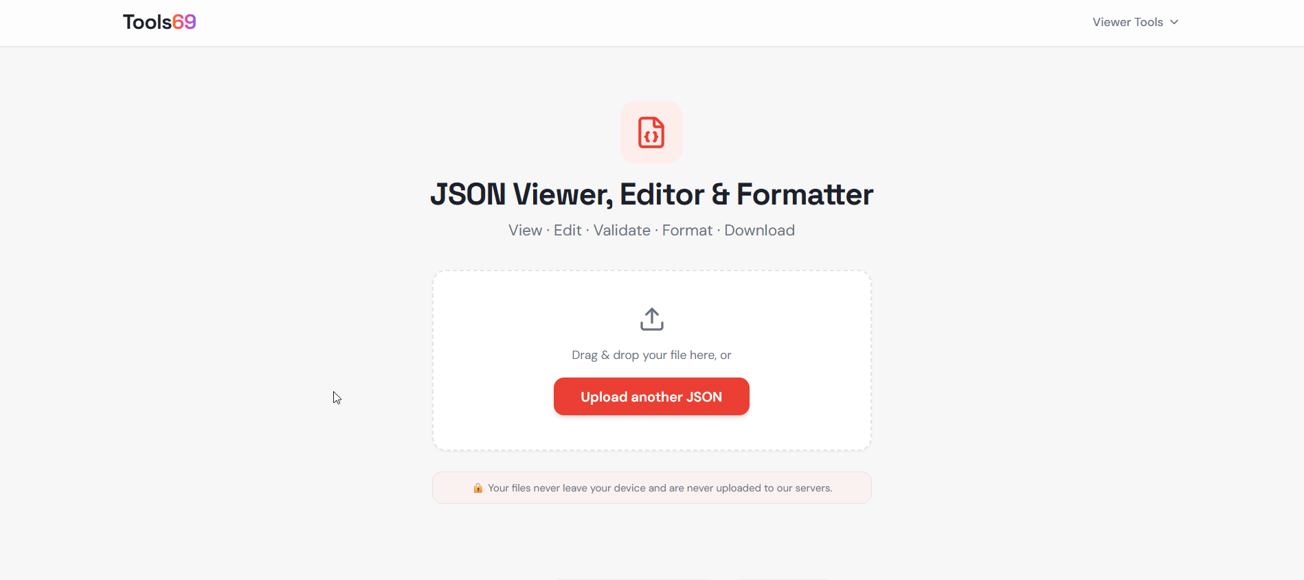 JSON Formatter & Viewer – Free Online JSON Tool | Tools69